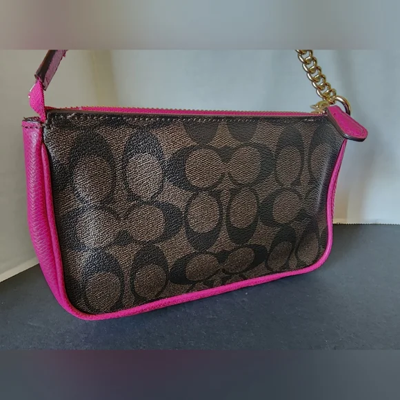 Coach Signature Brown & Pink Mini Bag/Wristlet, EUC - 2015 - Picture 11 of 12